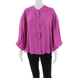 Fate. Womens Long Ruffled Balloon Sleeves Button Down Blouse Pink Size Medium